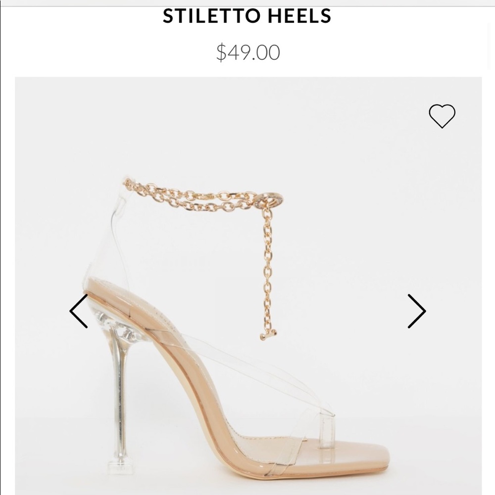 Meera Nude Patent Clear Chain Thong Stilettos